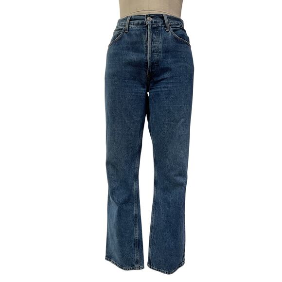 Agolde 'Lana' Blue Cotton Mid Rise Straight Denim Jean Size 29 - Picture 2 of 4
